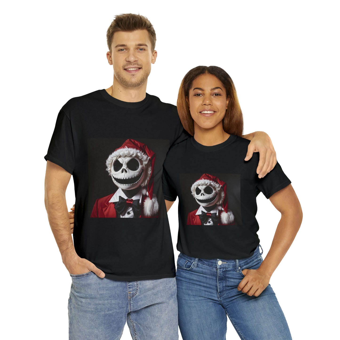 Nightmare Before Christmas Jack Skellington in Santa Hat Cotton T-Shirt