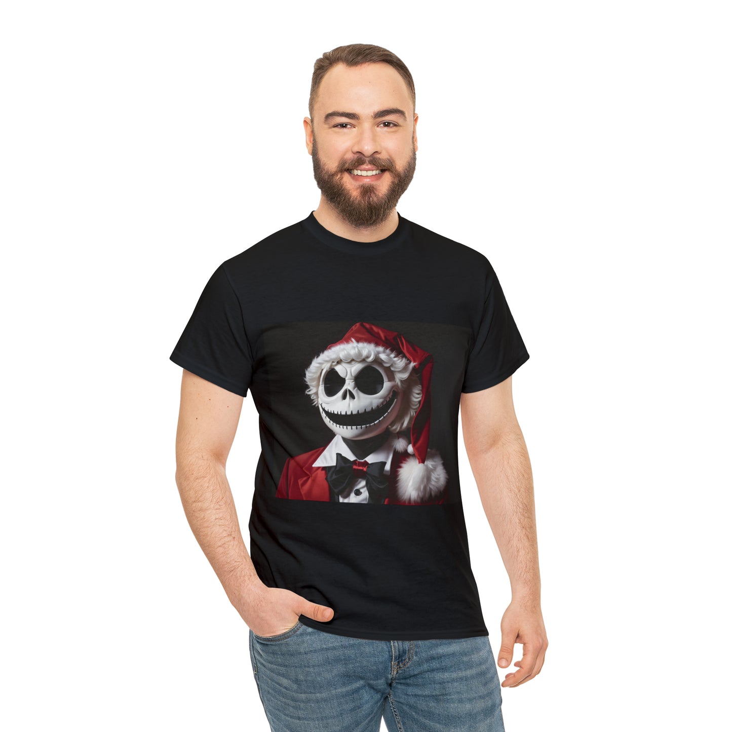 Nightmare Before Christmas Jack Skellington in Santa Hat Cotton T-Shirt