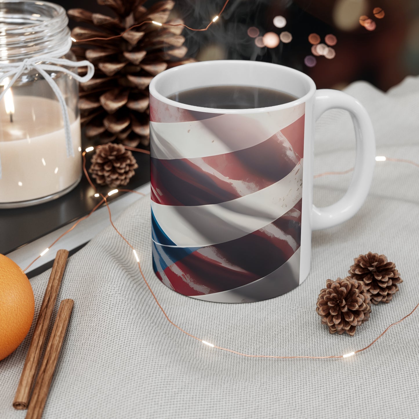 Puerto Rico and USA Flags Merged 11oz Mug